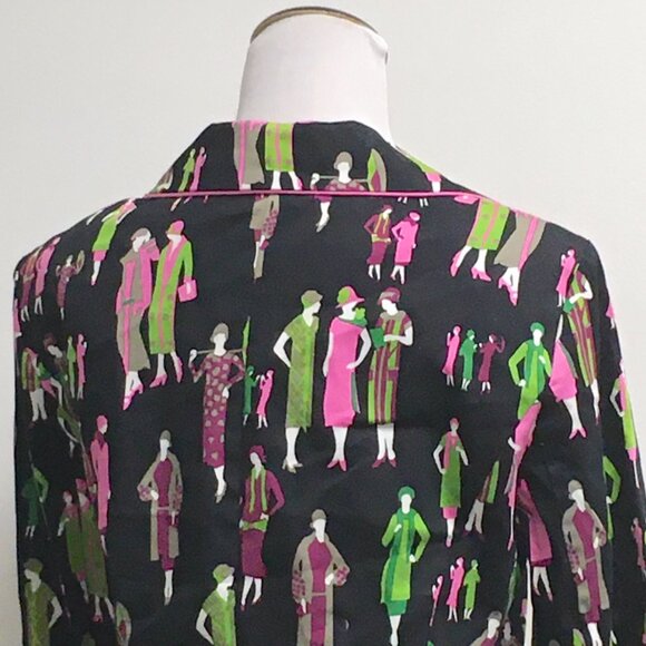 Vintage New Rusell Kemp retro 20s cotton blazer black pink purple stretch 10 - Picture 5 of 7